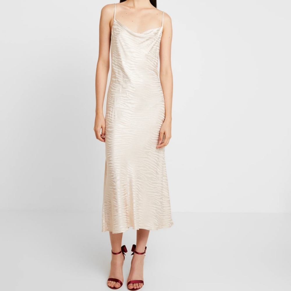 Kat Cowl Midi Dress in Sand